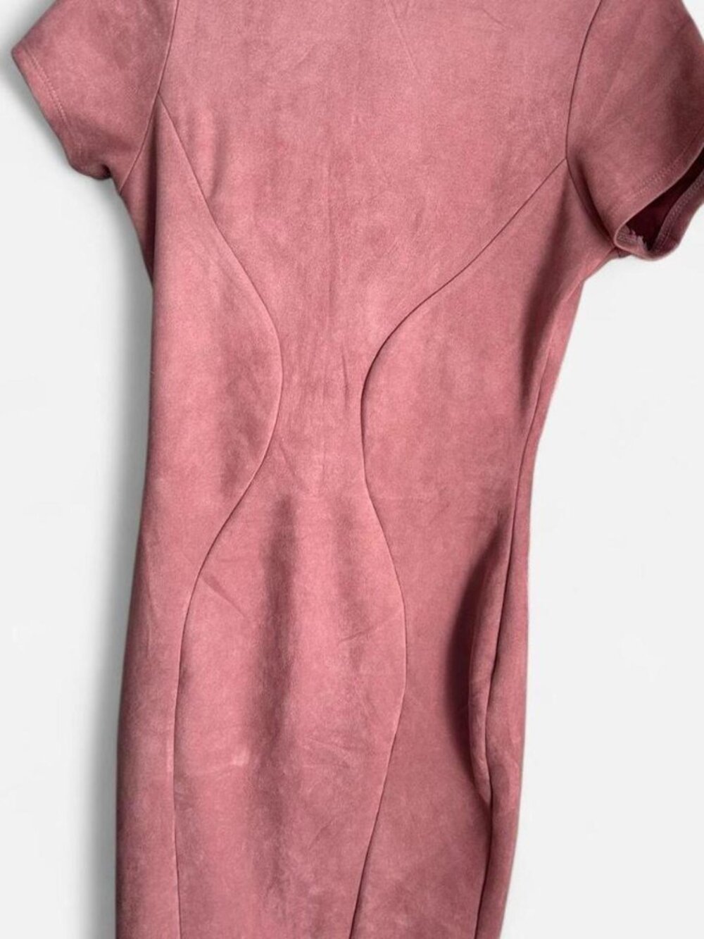 WINDSOR PINK ROSE GOLD SUEDE MIDI DRESS SIZE LARGE - Picture 2 of 3